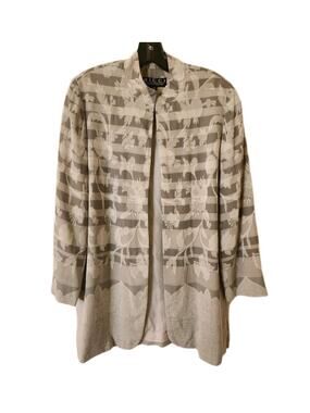 80s Bicci By Florine Wachter Floral Jacquard Open Front Jacket Blazer Sz 8 USA